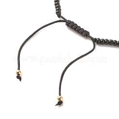Cavigliera con semi di vetro e perline intrecciate in ottone con ciondoli malocchio a lume&nbsp;AJEW-AN00484-01