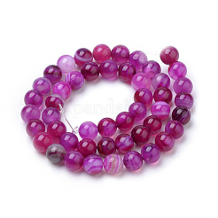 Chapelets de perles en agate à rayures naturelles/agates à bandes&nbsp;G-S259-04G-6mm