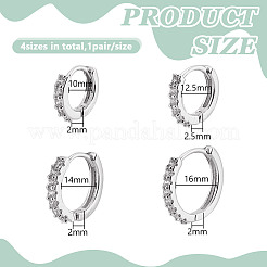 8 paio di orecchini a cerchio in ottone con zirconi cubici trasparenti&nbsp;EJEW-DR0001-02S