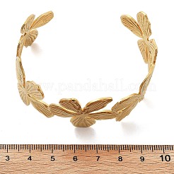 Ionenplattierung (IP) Blume 304 Edelstahl Manschette Armreifen für Frauen&nbsp;BJEW-A026-01G-02