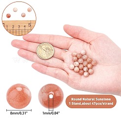 Runde natürliche sunstone Perlen Stränge&nbsp;G-AR0001-69