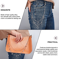 2 stücke 2 arten herz stern legierung & eisen doppel schicht ketten für jeans hosen&nbsp;HJEW-GA00015