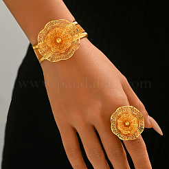 Luxuriöse Brautarmreifen und Ringe aus Eisen mit eindimensionalem Blumenmuster für Damen&nbsp;HI9521