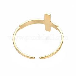 Offener Manschettenring aus 304 Edelstahl mit Kreuz&nbsp;RJEW-T023-17G