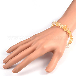 Bracelets extensibles en perles de citrine naturelle (teints et chauffés)&nbsp;BJEW-JB01823-03