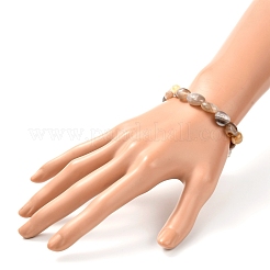 Bracciale elasticizzato con perline in agata del Botswana naturale&nbsp;BJEW-JB06988-04
