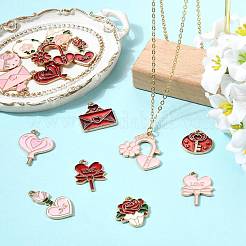 30 stücke 15 stile valentinstag thema legierung emaille anhänger&nbsp;ENAM-FS0004-22