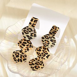 Ohrstecker aus Legierung mit Leopardenmuster&nbsp;EJEW-K304-01B-G