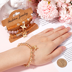 4-teiliges Set aus Stretch-Armbändern mit Glas- und Acrylperlen&nbsp;BJEW-SP0001-07