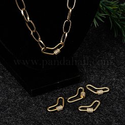 Messing Micro Pave Zirkonia Schraube Karabiner Schloss Charms&nbsp;ZIRC-G160-60G