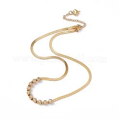 Collana con ciondolo in strass di cristallo con catene a spina di pesce in acciaio inossidabile 304&nbsp;NJEW-P269-04A-G