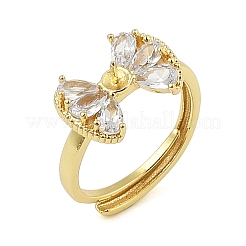 Verstellbare Gestellbeschichtung Messing Micro Pave Zirkonia Manschettenfingerringe für Damen&nbsp;RJEW-M027-02G-01