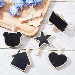 24 pince à tableau noir en bois de 6 styles&nbsp;DIY-GF0003-59