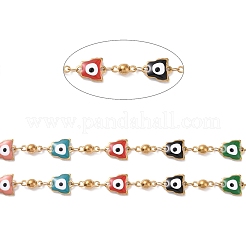 Placcatura ionica (ip) farfalla smaltata con catene a maglie malocchio&nbsp;CHS-G020-01G-01