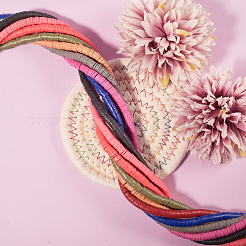 10 Strang 10 Farben flache runde handgemachte Polymer Clay Perlen&nbsp;CLAY-CJ0001-35