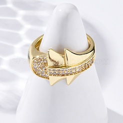 Bagues de manchette en laiton avec micro pavé de zircone cubique transparente pour femmes&nbsp;RJEW-U043-09G