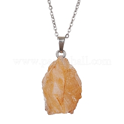 Colliers avec pendentif en forme de pépite de quartz jaune naturel&nbsp;NJEW-JN04507-04