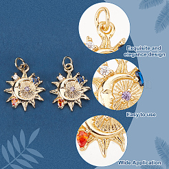 12 pendentif en laiton de style 2 micro pavés en zircone cubique colorée&nbsp;KK-DC0001-75