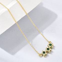 Collares con colgante de triple estrella de latón y vidrio&nbsp;KK-CBAB173-03G-05