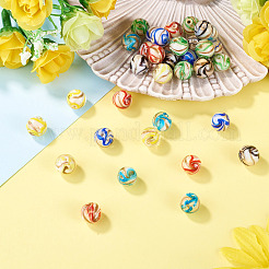 36pcs 6 Farben handgemachte Goldsand-Bunte Malereiperlen&nbsp;LAMP-TA0002-61