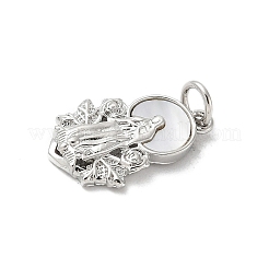 Pendentifs religieux en coquillage blanc naturel pavé de laiton&nbsp;KK-S522-23P-C