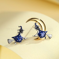 Boucles d'oreilles halloween 925 en argent sterling et émail&nbsp;EJEW-BB72124