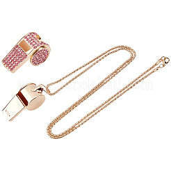 Collane con ciondolo a forma di fischietto in lega di rosa e strass&nbsp;NJEW-WH20001-24G-02