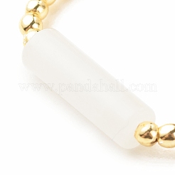 Anello da dito con perline a colonna di giada bianca naturale con ematite sintetica&nbsp;RJEW-JR00460-02