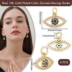 8 pendentif en laiton plaqué or avec zircone cubique&nbsp;KK-BBC0023-62