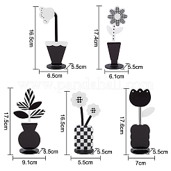 5 Satz 5 Stile schwarz-weiße Blatt- und Blumen-Acryl-Memohalter&nbsp;OFST-OC0004-29