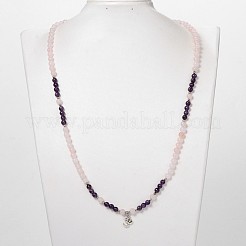 Personalisierte Dual-Use-runde Edelstein Perlen 4-Schicht-Stretchwickelarmbänder / Halsketten&nbsp;BJEW-JB01906-01