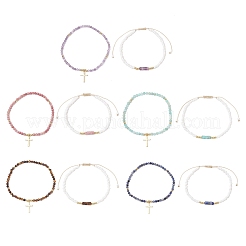 10 bracciale elastico con perline di semi di vetro e ametista naturale&nbsp;BJEW-JB12545