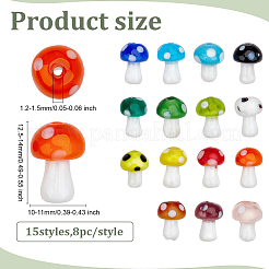 120pcs 15 Farben Pilz handgemachte Bunte Malerei Perlen&nbsp;LAMP-ME0001-05