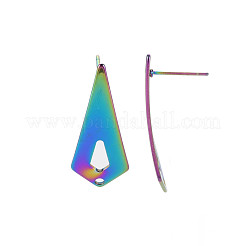 Orecchini a bottone in acciaio inossidabile 304 color arcobaleno&nbsp;STAS-N098-016