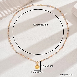 Elegante lange Halsketten mit Herzanhänger aus Messing für Damen&nbsp;FH6788-2