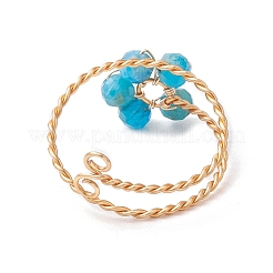 Bagues réglables en apatite naturelle fleur&nbsp;RJEW-TA00126-03