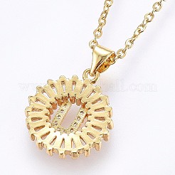 Colliers pendentifs initiaux en laiton sertis de micro-pavés de zirconiums cubiques&nbsp;NJEW-H486-30G-U
