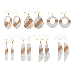 14 pièces 7 styles pendentifs en résine transparente et bois de noyer&nbsp;RESI-BY0001-06