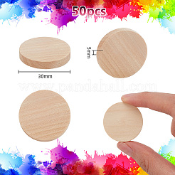 50 cabochons en bois non teints.&nbsp;WOOD-WH0125-09A