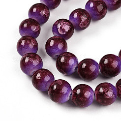 Chapelet de perles en verre baking paint&nbsp;DGLA-N008-10mm-04