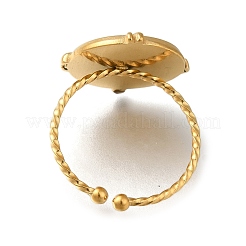 Anello polsino aperto in acciaio inossidabile 304 con bussola e piatto rotondo per donna&nbsp;RJEW-F161-02G-01