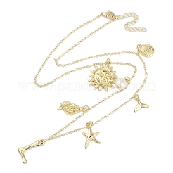Collares con colgante inicial con forma de concha chapados en oro de 18k estilo bohemio de playa de verano&nbsp;IL8059-12