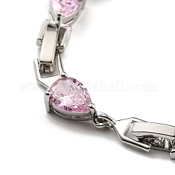 Braccialetti con maglie a goccia in ottone placcato a cremagliera con vetro da donna&nbsp;BJEW-H604-01P