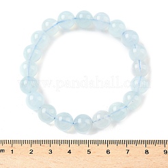 Bracelets extensibles en perles rondes d'aigue-marine naturelle pour hommes et femmes&nbsp;BJEW-U034-01A-01
