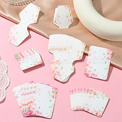 120 pz 4 stili di carta espositiva per collana e orecchini in cartone bianco stampato a fiori&nbsp;CDIS-YW0001-14