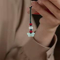 1 Stück Handygurte aus Nylon und Glasimitat in Jade&nbsp;HJEW-LP0001-63