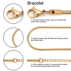 10 bracelet à chaîne serpent en acier inoxydable 304&nbsp;BJEW-AR0001-02