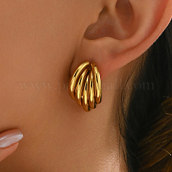 Boucles d'oreilles à tige multicouches en acier inoxydable en forme de C&nbsp;AL3746-2