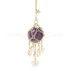 Natürlicher Amethyst mit Gestellbeschichtung aus Messinganhängern&nbsp;AJEW-B023-01G-05