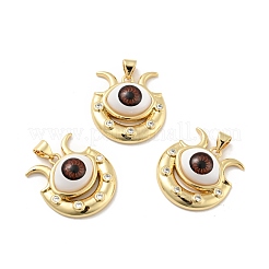 Malocchio con luna in ottone micro pavé pendenti in zirconi chiari&nbsp;KK-G419-10G